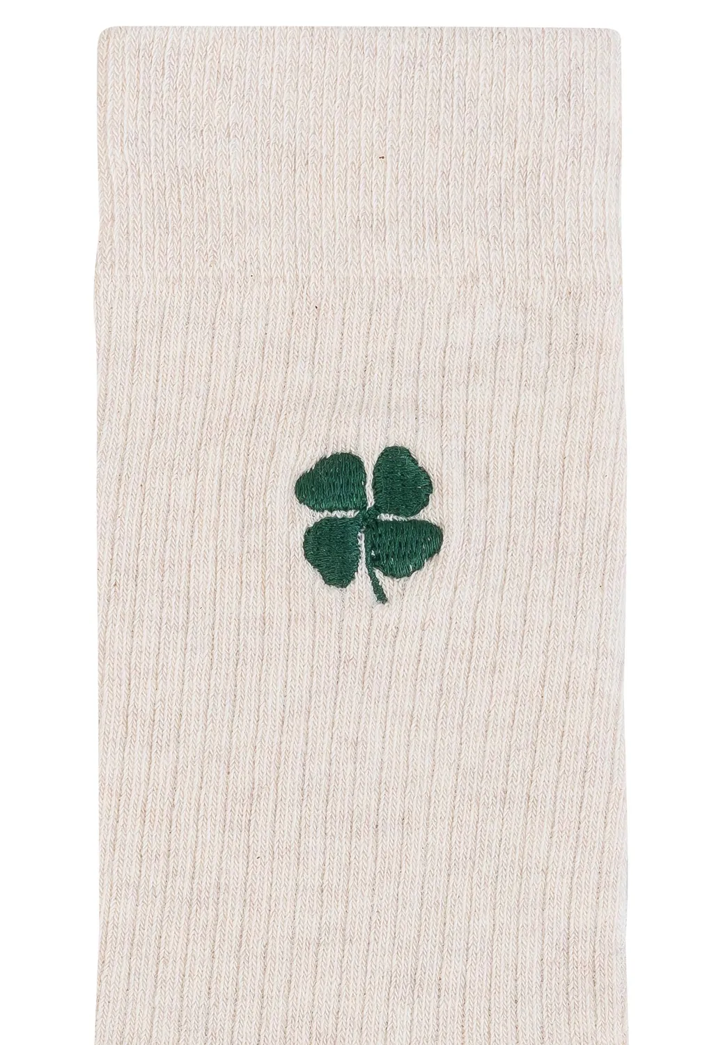 MELA Socken Stickerei gerippt 1 Paar cream klee Bio-Baumwolle