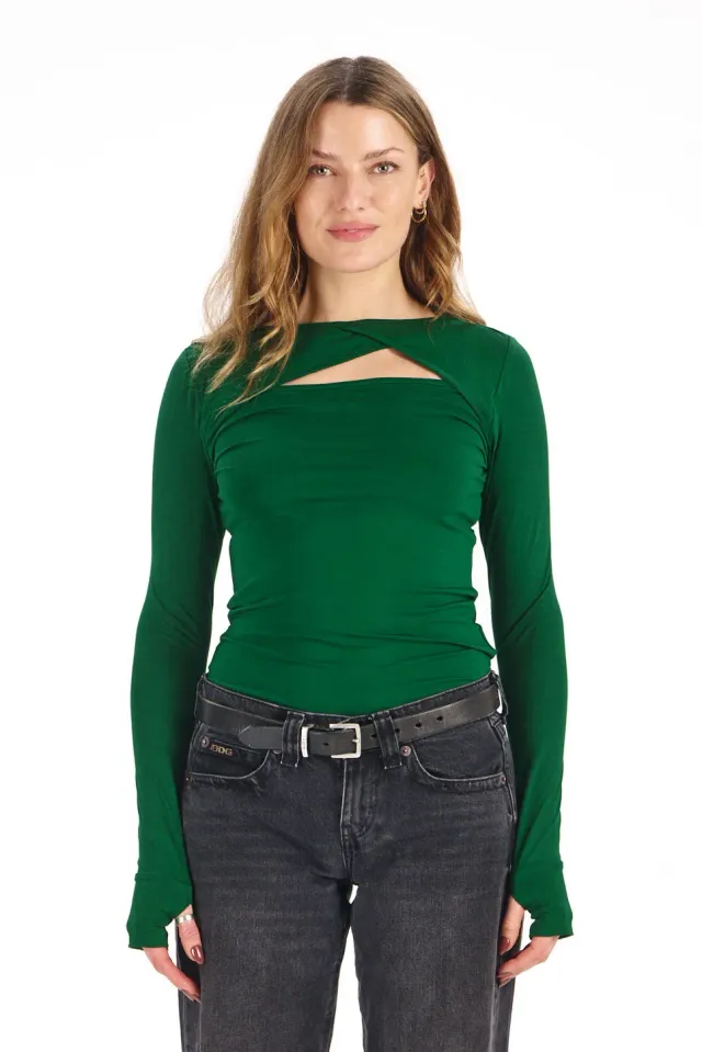 Komodo Chai Top Grün Modal Jersey Daumenloch