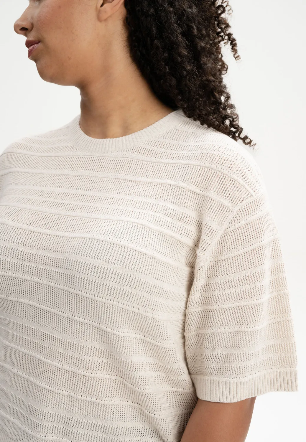MELA Style AROHI Strick T-Shirt cloudy blue aus Baumwolle