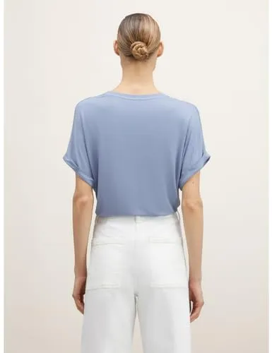 Motivi Oversize T-Shirt Viskose-Jersey Lurex-Ausschnitt
