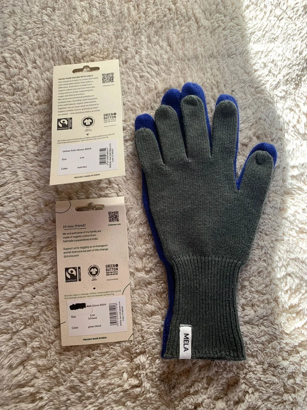 MELA RISHI Strick Handschuhe aus Bio-Baumwolle weich