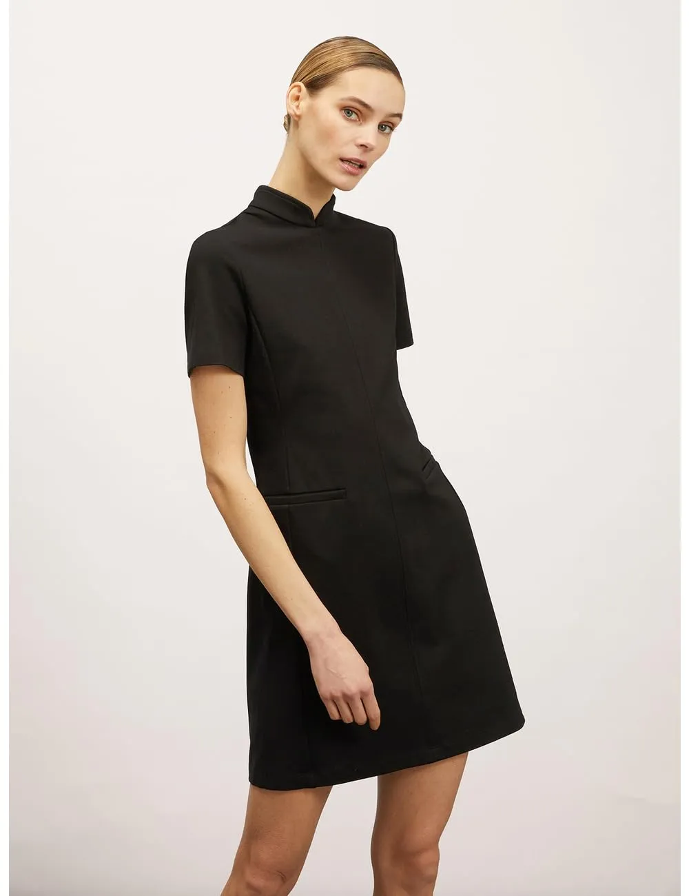 Motivi Milano-Rib Minikleid Stehkragen uni