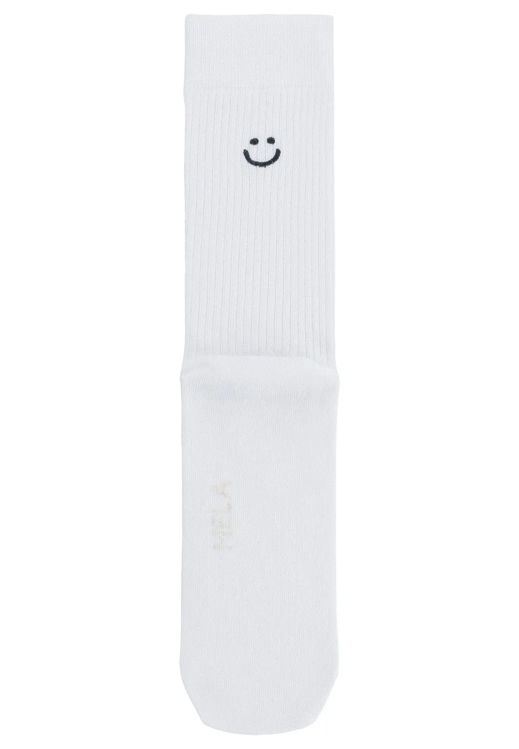 MELA Stickerei gerippte Socken 5 Paare weiß Bio-Baumwolle