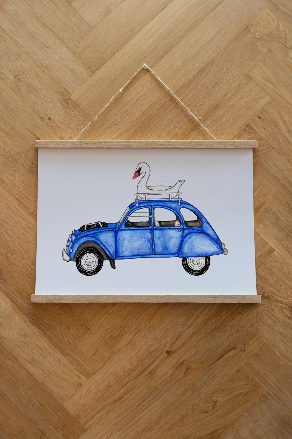 LAKOR Swan On Wheels Poster White 250g