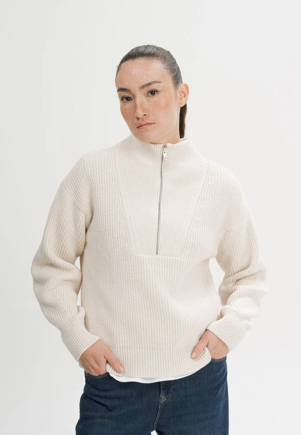 MELA KIMAYA Rippstrick Troyer navy M Baumwolle
