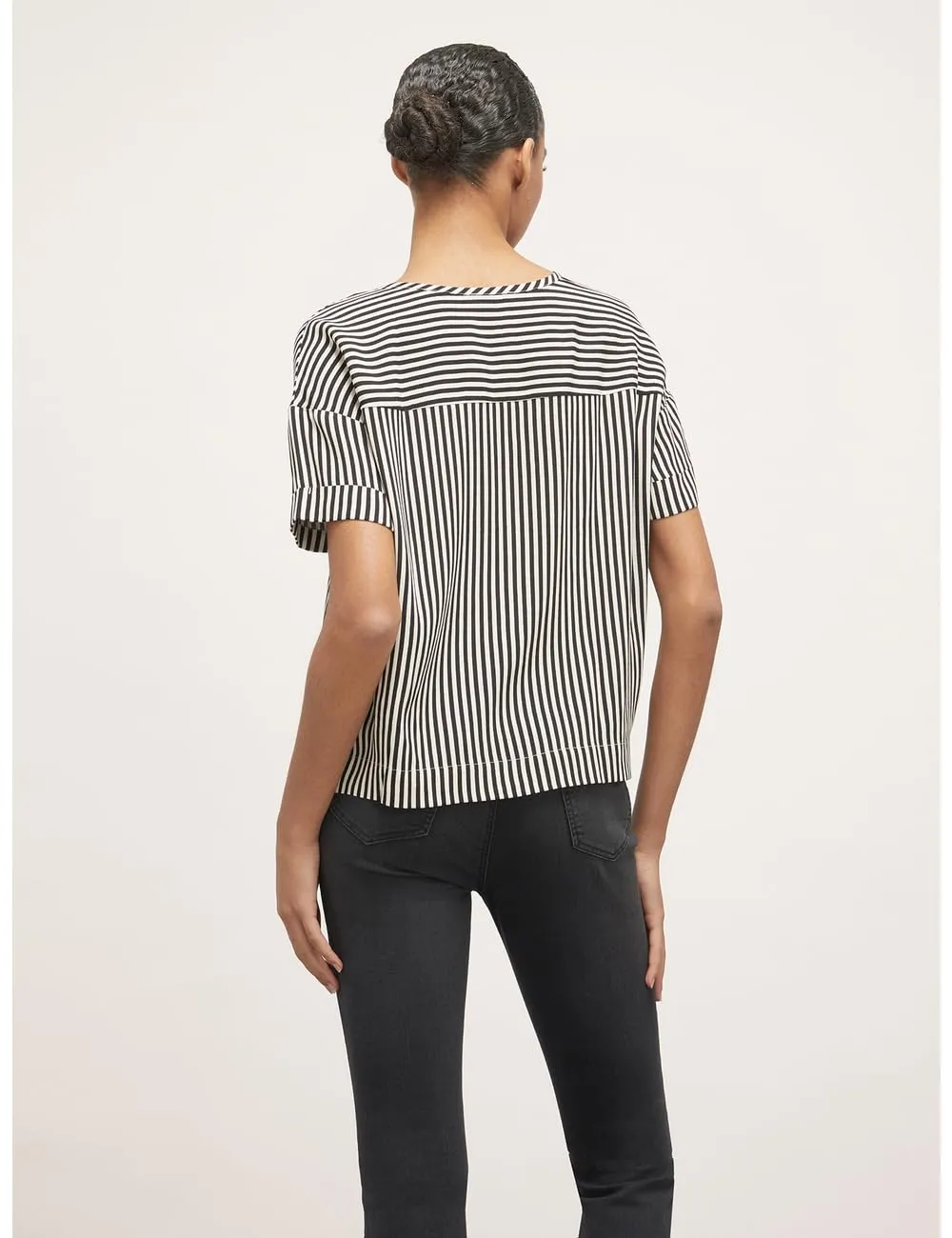 motivi Bluse Streifenmuster Boxy-Schnitt Krepp Größe XS