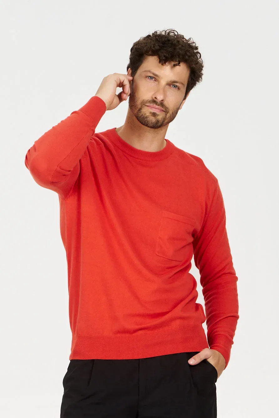KOMODO POCKET Pullover Rot Bio-Baumwolle Herren