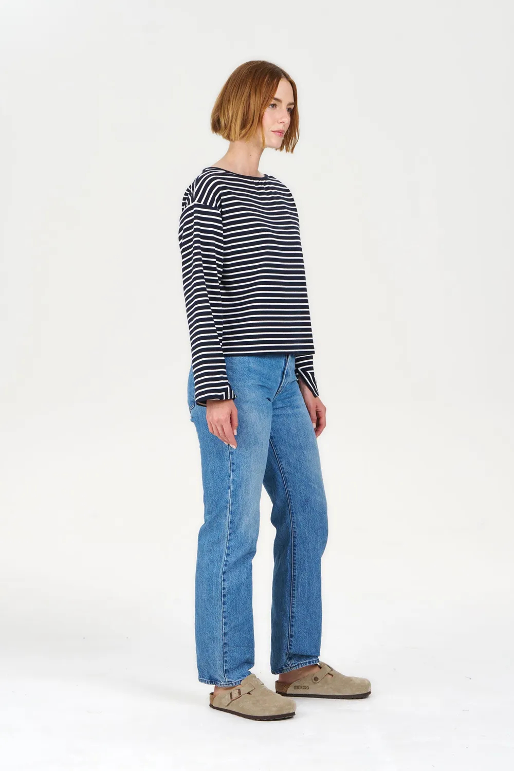 Komodo June Top Damen Navy-Streifen Bio-Baumwolle 38