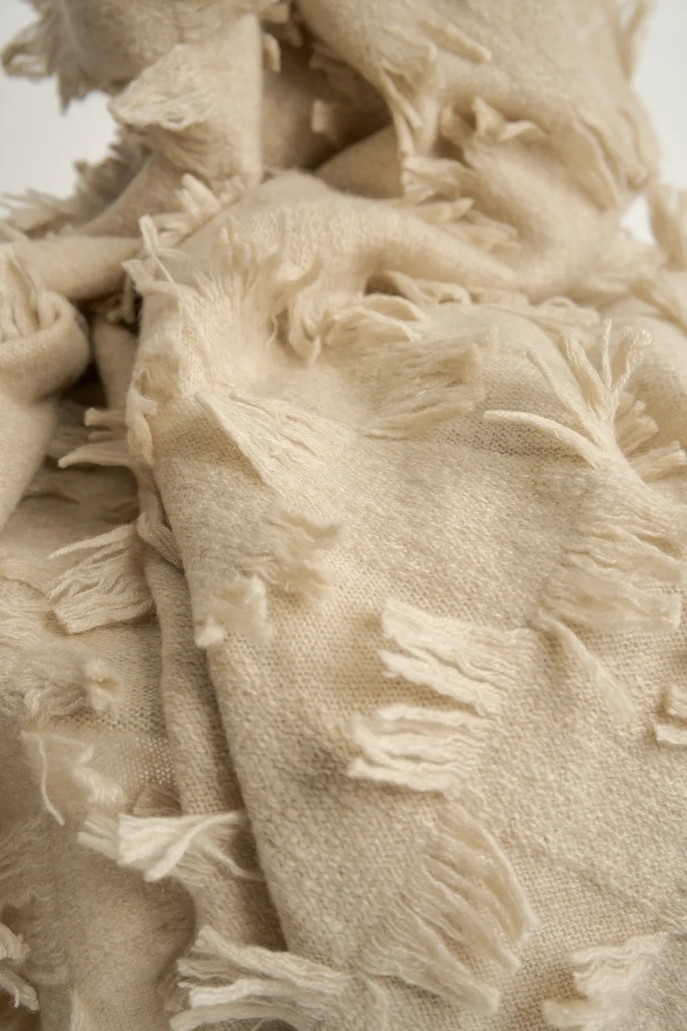 Oyuna Seren Decke Beige Cashmere Fransen