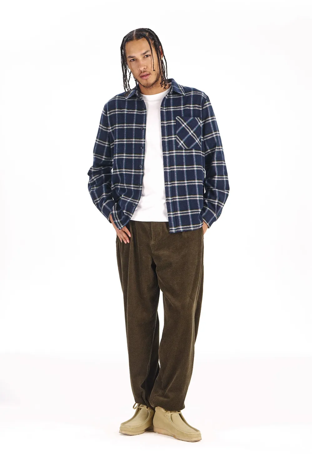 KOMODO SANTI Hemd Navy Check Bio-Flanell relaxed