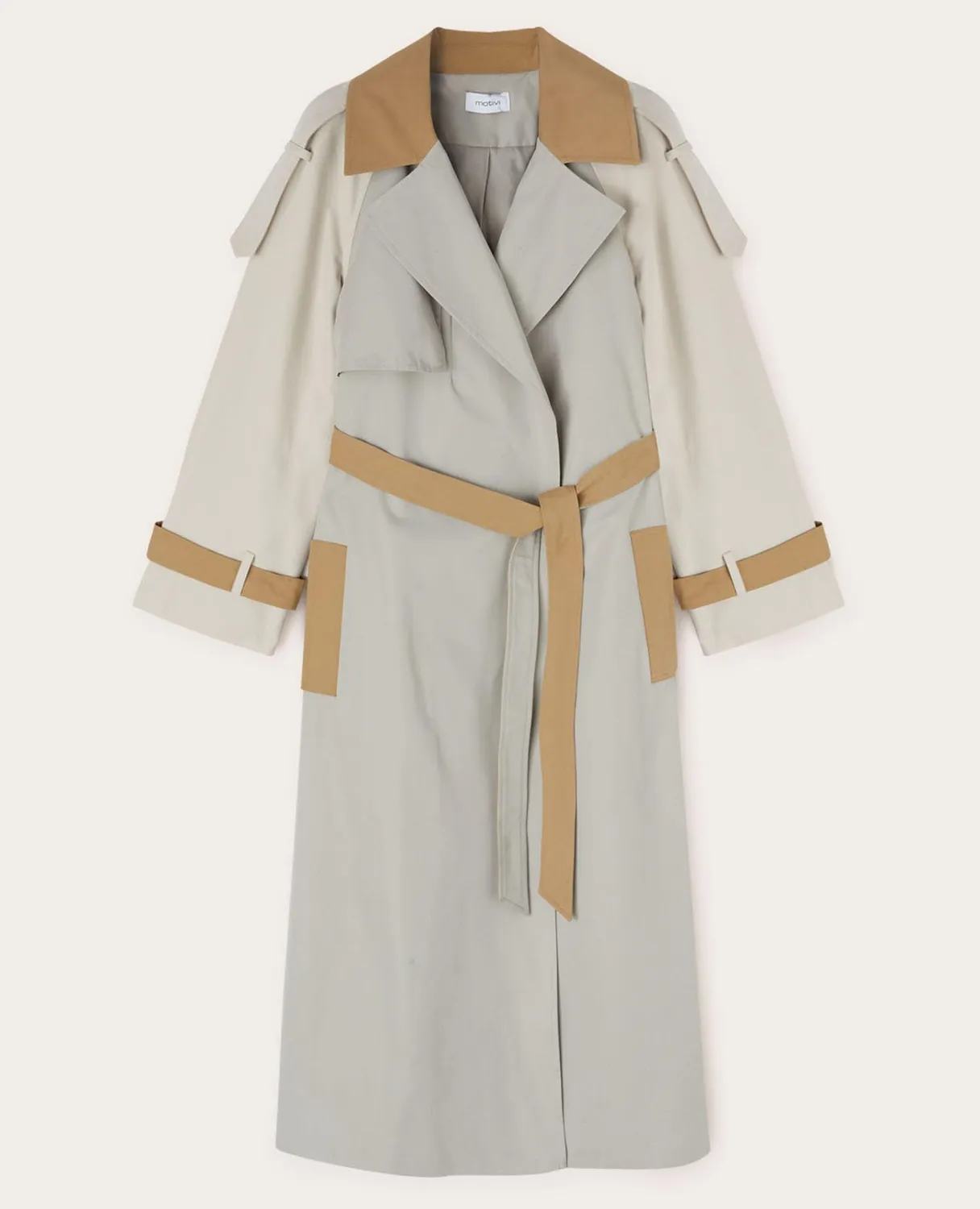 Motivi Zweireihiger Trenchcoat lang mit Gürtel
