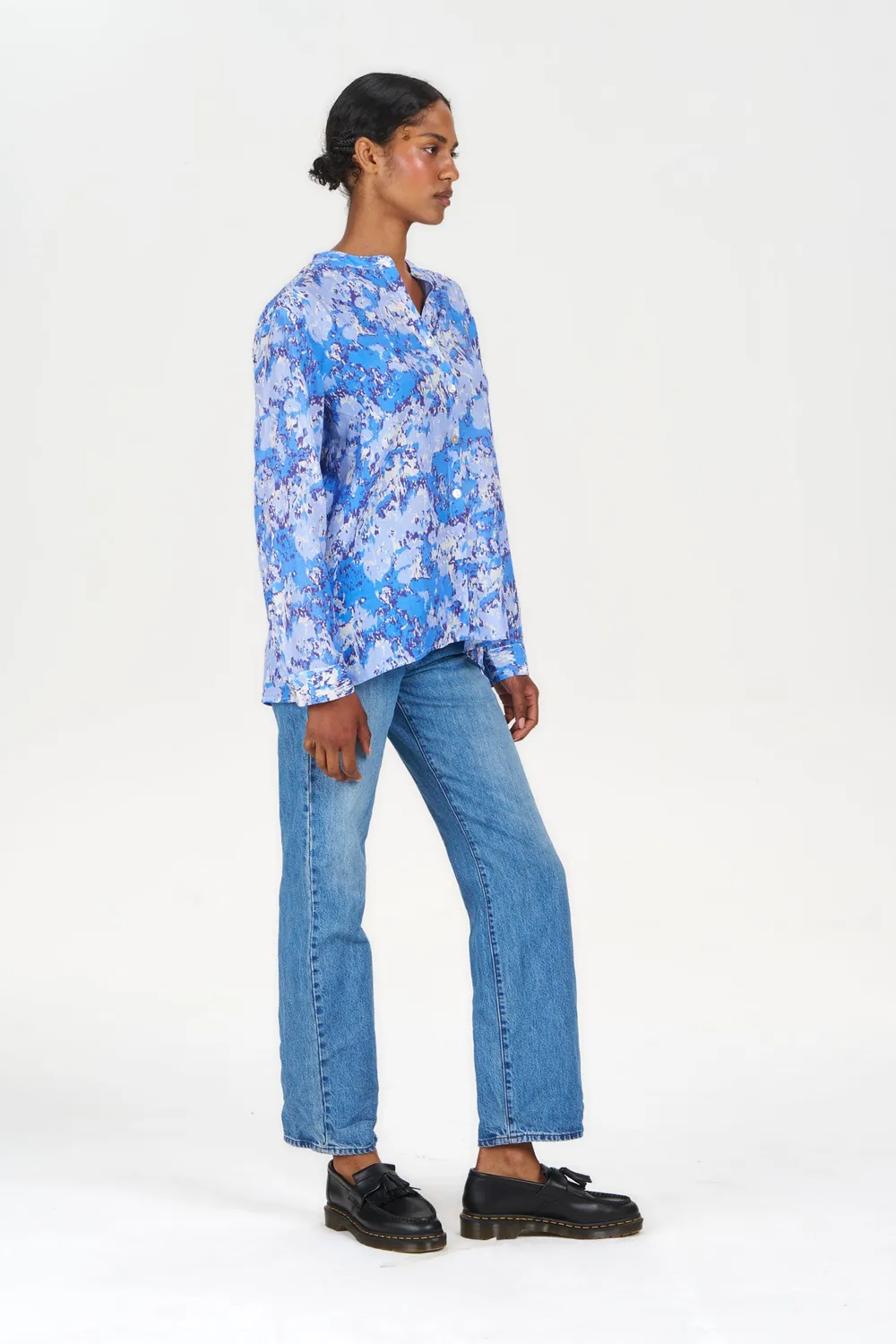 Komodo Corby Bluse Acid-Blue Tencel-Leinen