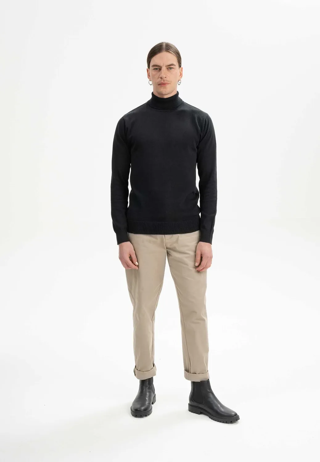 MELA KANJA Feinstrick Rollkragenpullover mushroom