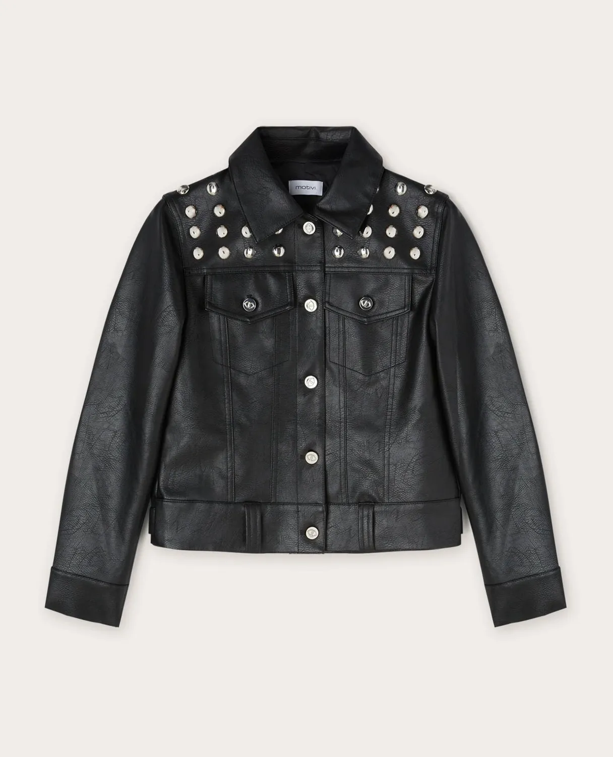 Motivi Blousonjacke Nieten schwarz Gr. 42 beschichtet