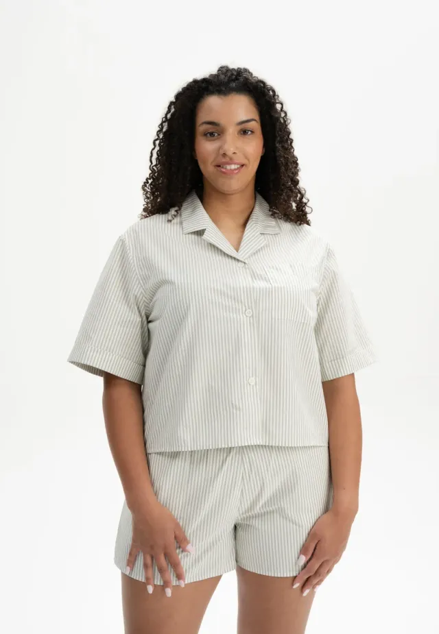 MELA Hansika Pyjamahemd kurzarm cloudy blue Perkal