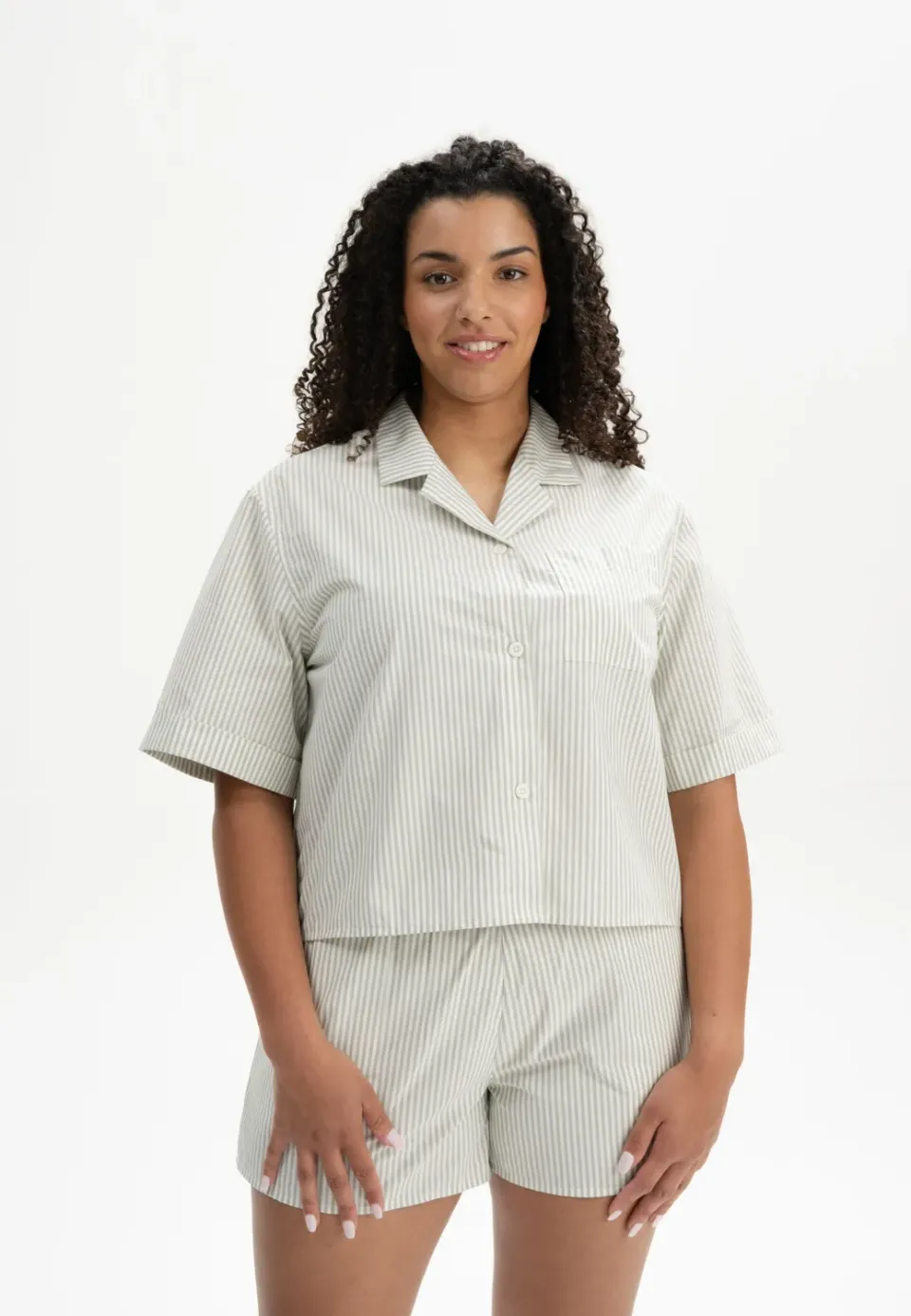 MELA Hansika Pyjamahemd kurzarm cloudy blue Perkal