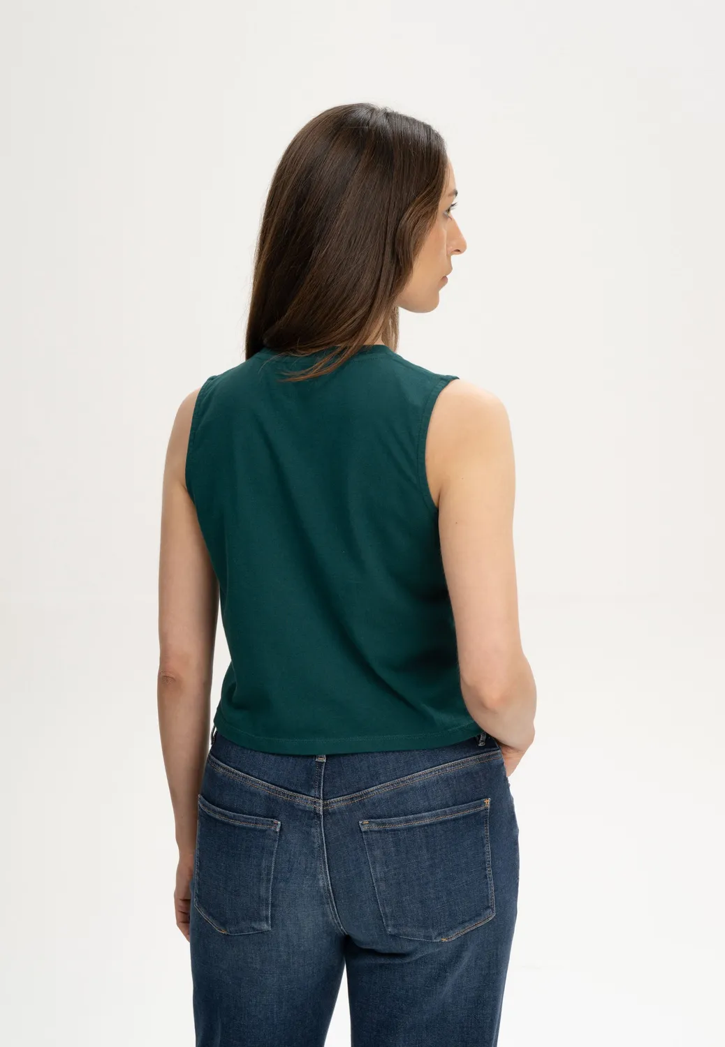 MELA Rushi Cropped Tanktop Bio-Baumwolle blau