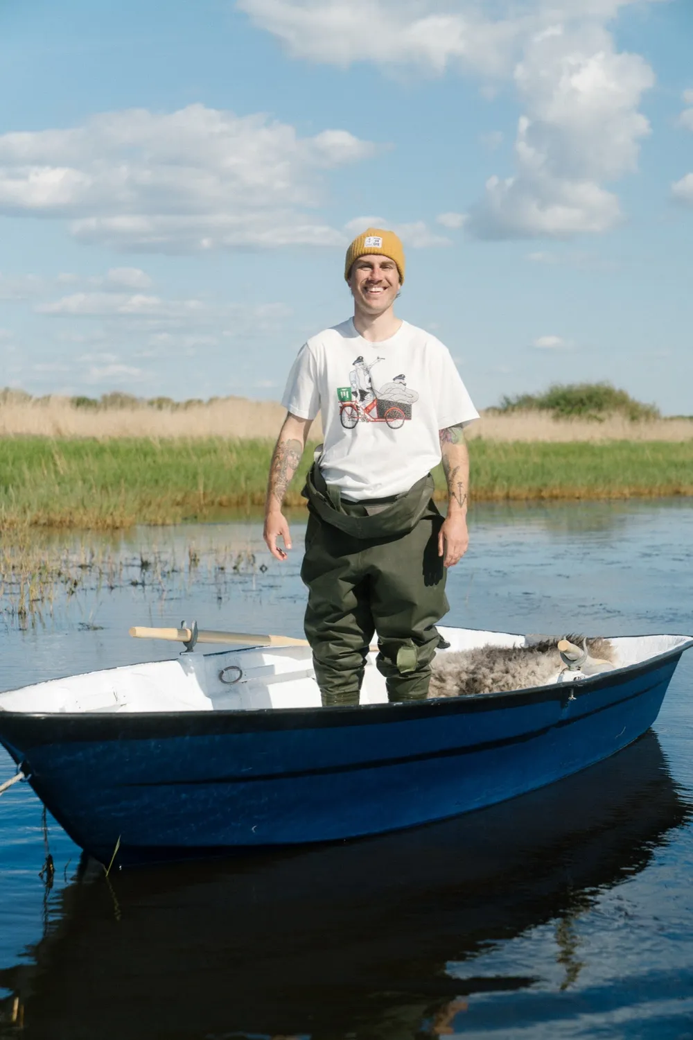 LAKOR Cargo Mopet T-Shirt Star White Bio-Baumwolle