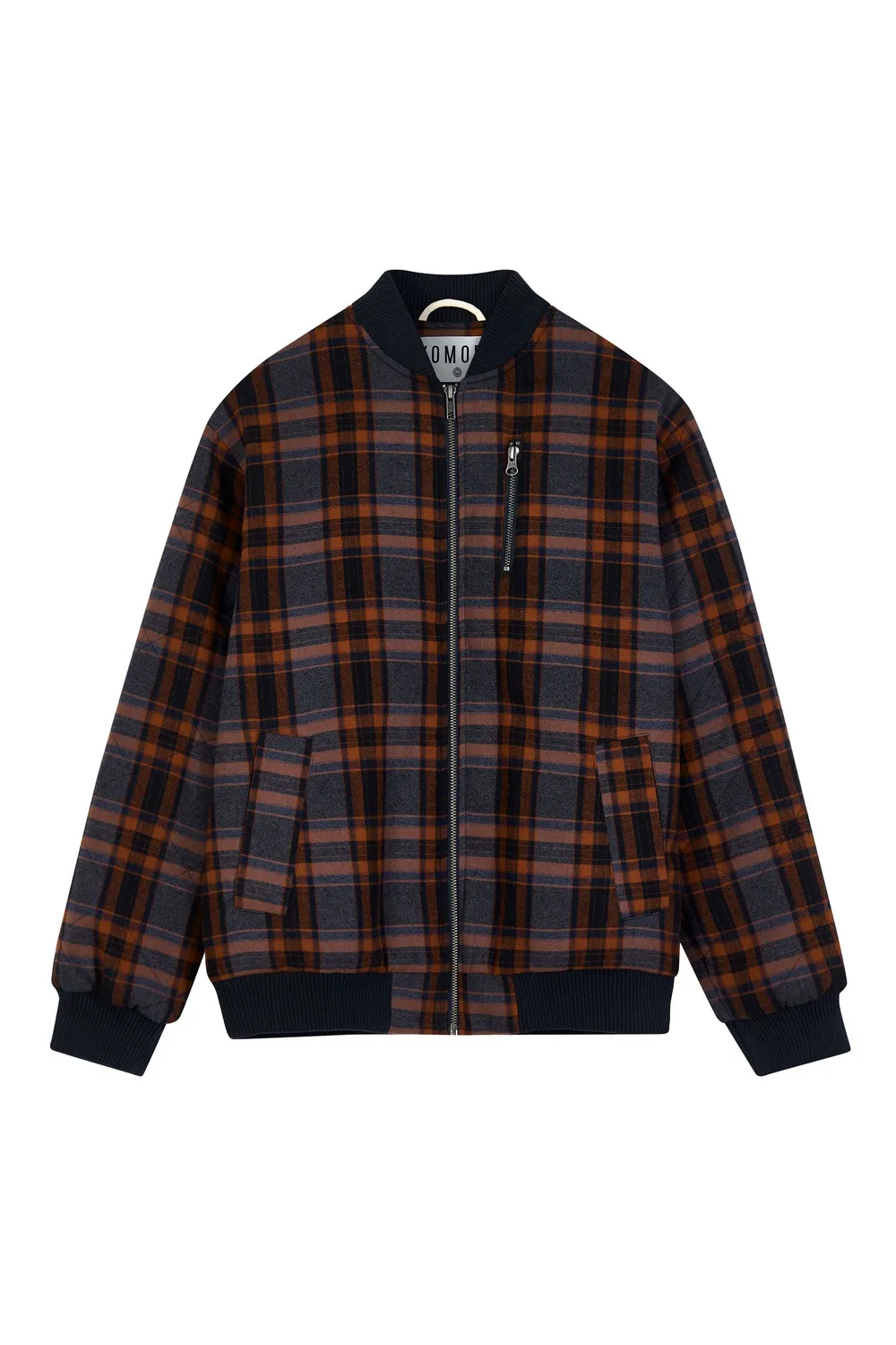 KOMODO MISTY Bomber Jacke Tobacco Check Bio-Baumwolle