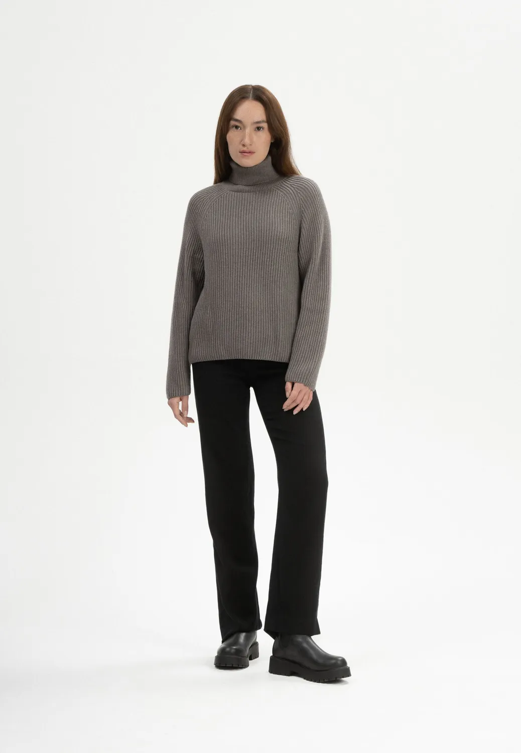 MELA CHIRHA Rollkragenpullover bear melange Gr. M Bio