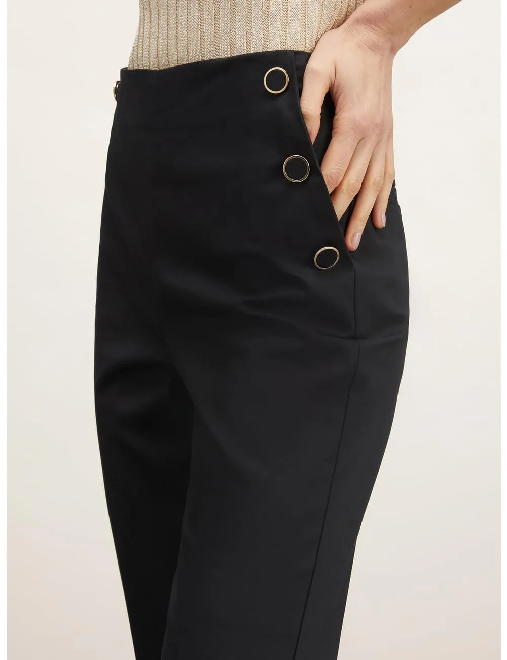 Motivi Kick-Flare-Hose Baumwolle Knopfmotiv