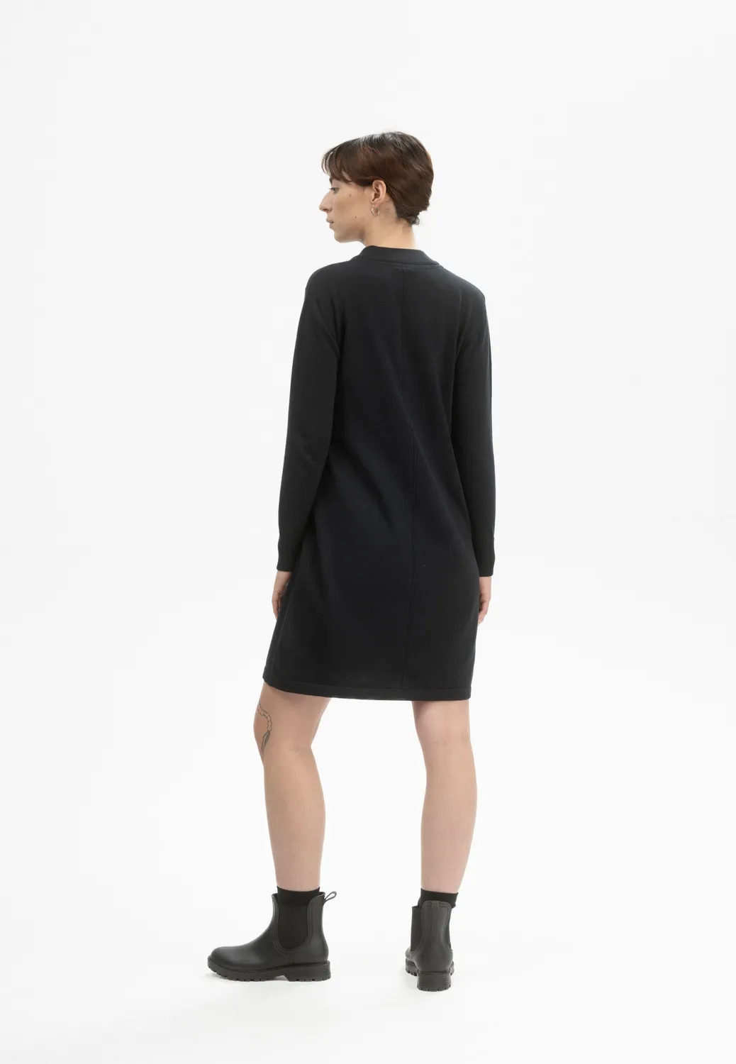 MELA HARLEEN Feinstrick Kleid navy Bio-Baumwolle