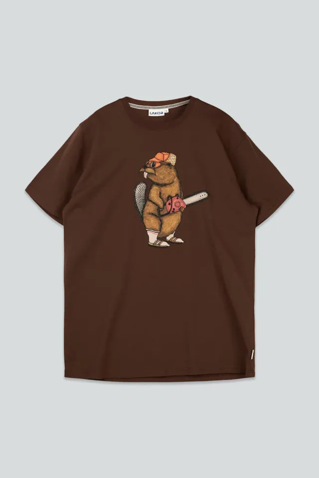LAKOR Lazy Lumber T-Shirt Chicory Coffee Bio-Baumwolle