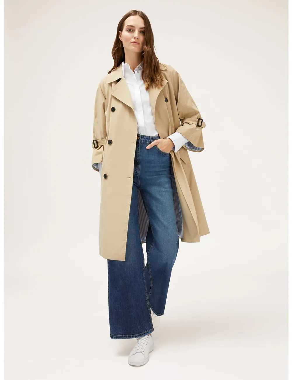 Motivi Trenchcoat zweireihig Glocke Trenchcoat Baumwolle