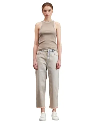 Motivi Baggy-Jeans Denim rosa Fransen-Saum