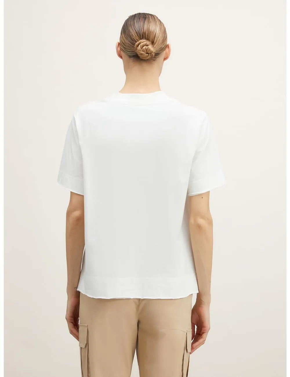 Motivi Boxy-T-Shirt Baumwolle gehaekelte Tasche