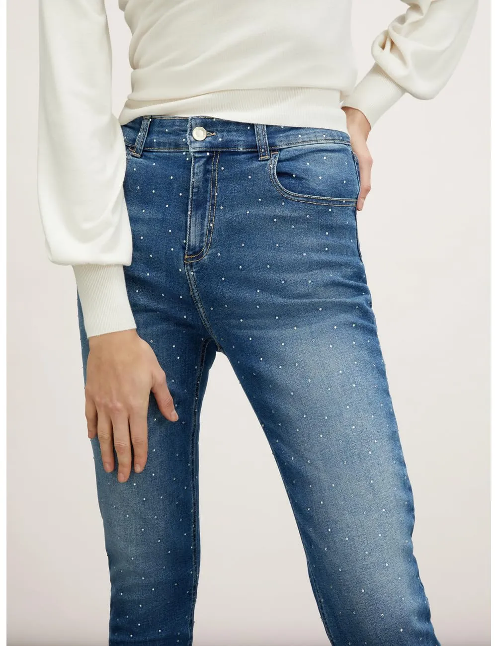 Motivi Skinny-Jeans Strass Jeans mittelblau