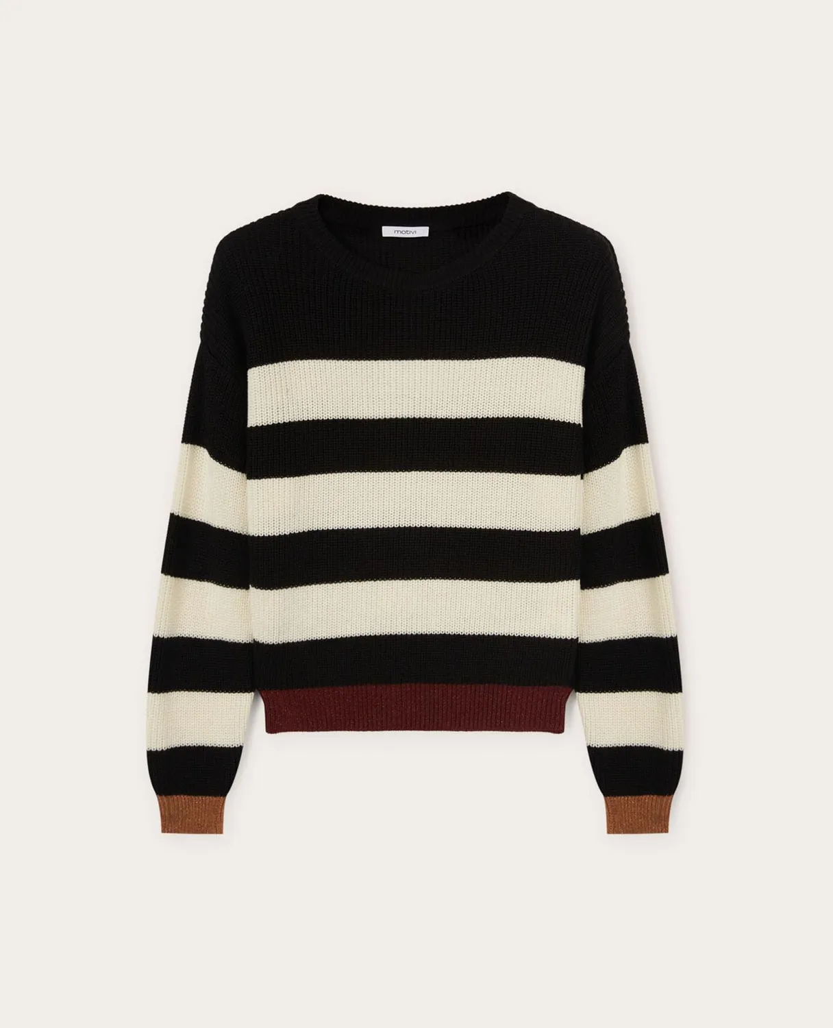 Motivi Jacquard-Streifen Pullover Baumwollmix mit Lurex