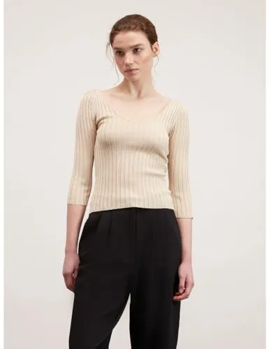 Motivi Gerippter Lurex-Pullover Pullover Glitzer-Garn