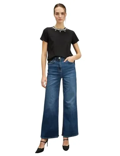 Motivi Spring Summer 24 T-Shirt Steinchen-Ausschnitt Baumwolle