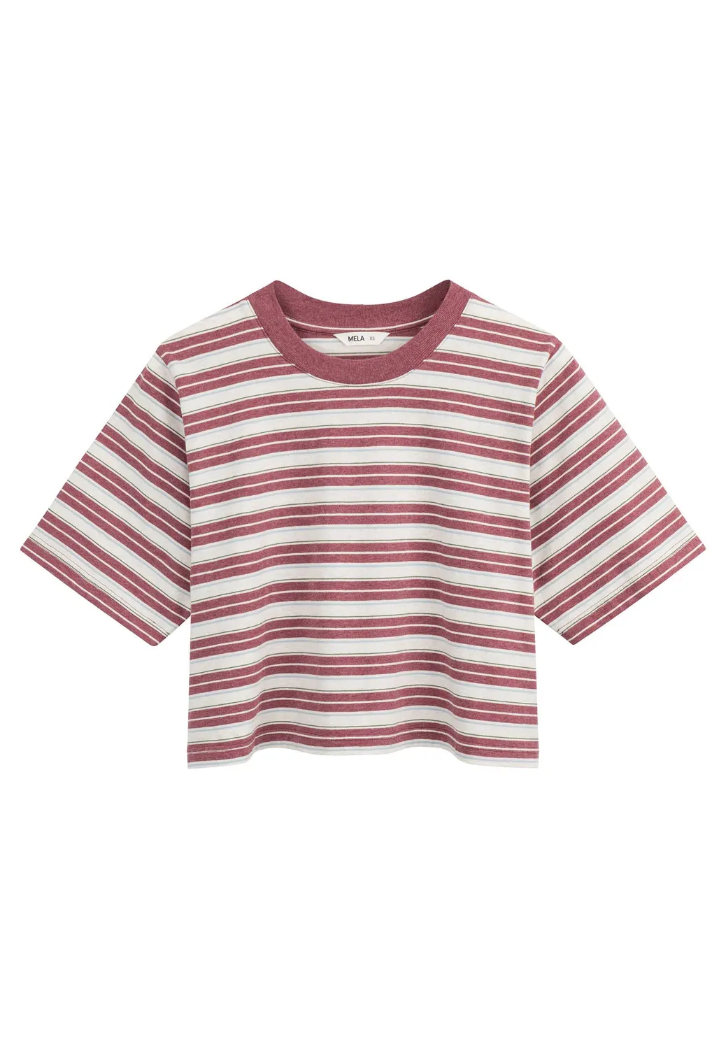 MELA DESNA Stripes Cropped T-Shirt thymian gestreift Baumwolle