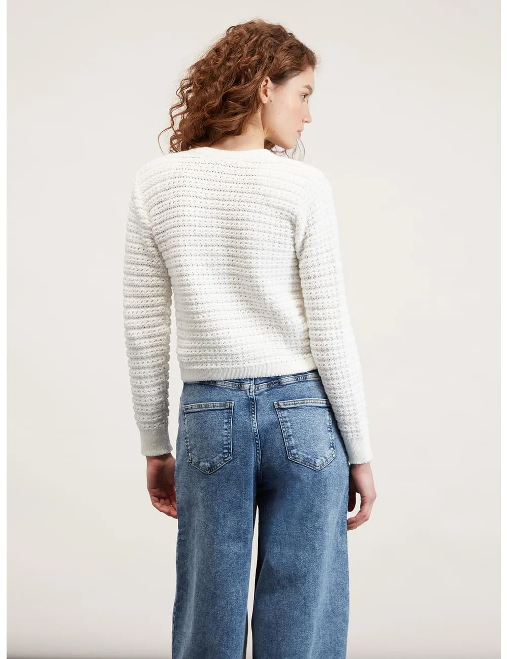 Motivi Bouclé-Cardigan kurz Strickjacke Baumwollmix