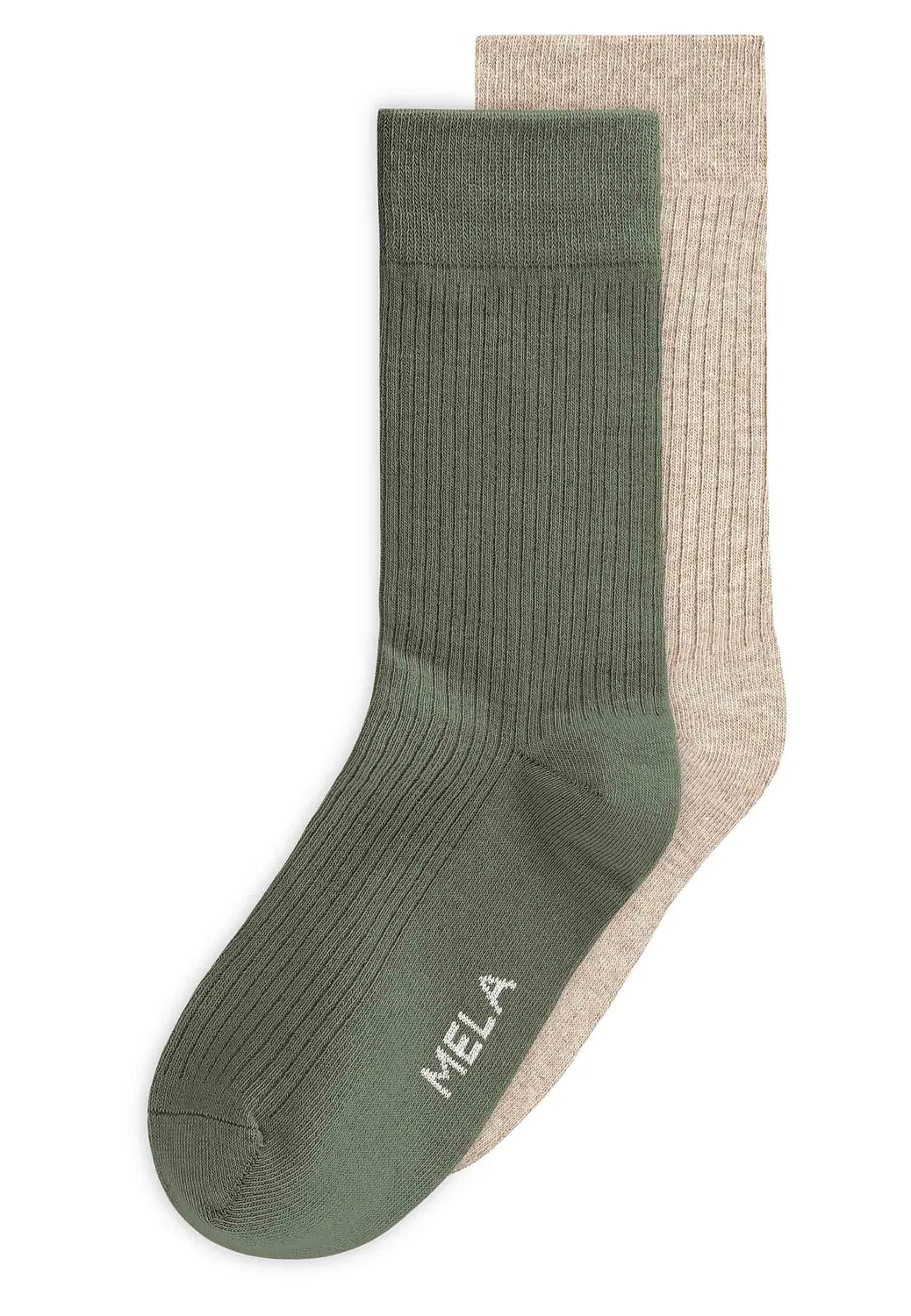MELA Gerippte Socken 2 Paare weiß 39-42 Bio-Baumwolle