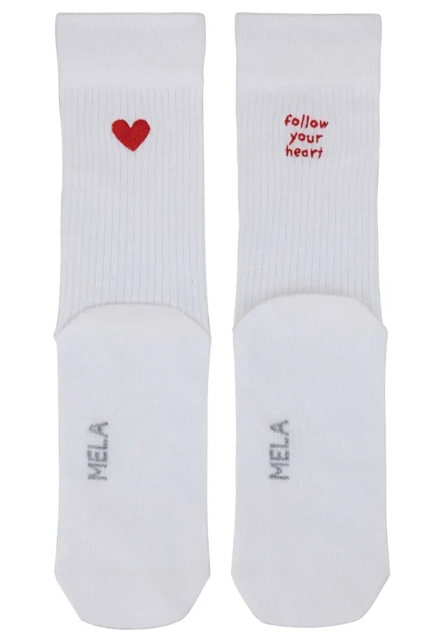 MELA Stickerei Socken weiß Herz 2 Paare 39-42