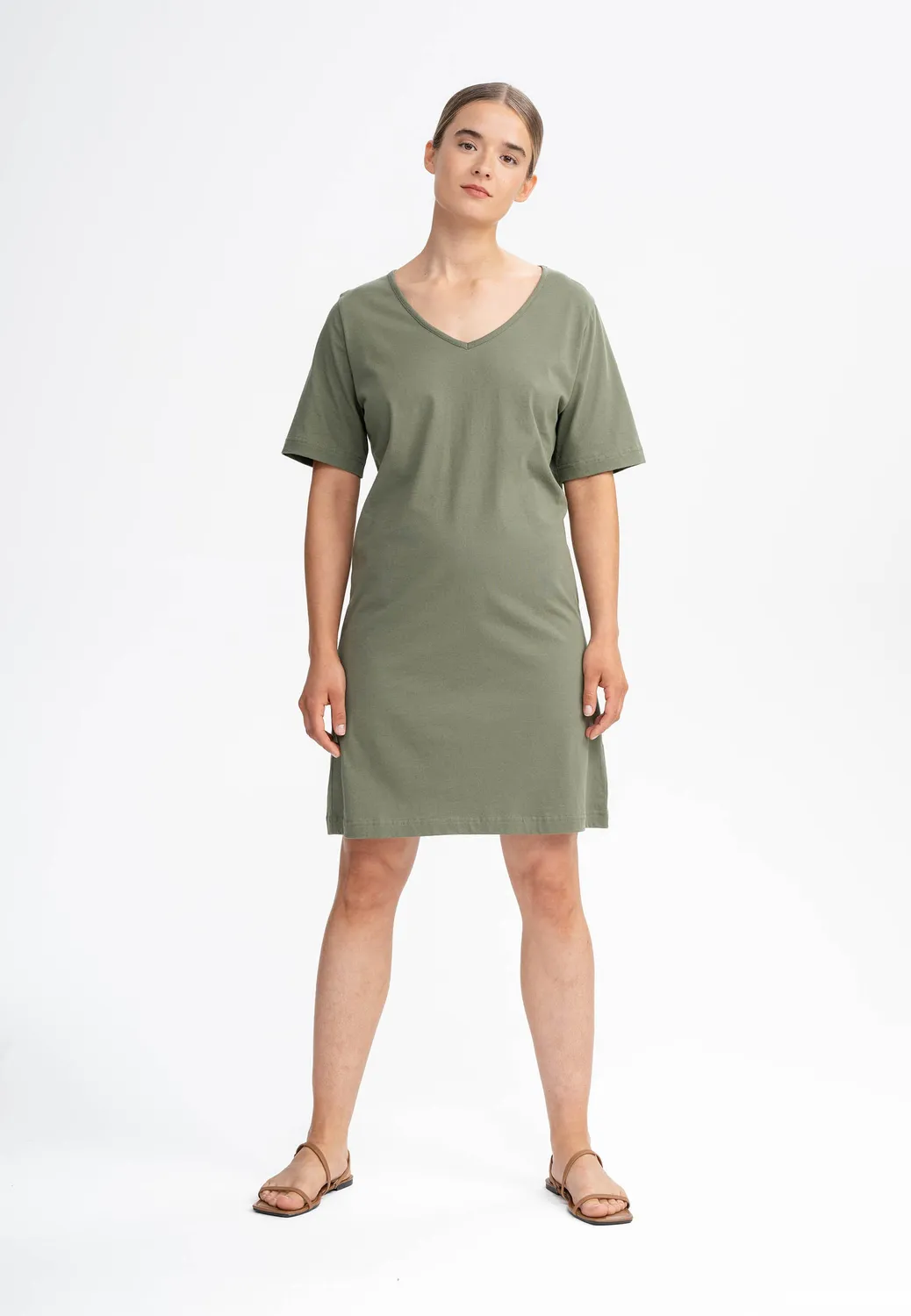 MELA JANITRA V-Neck Kleid schwarz Fairtrade Bio-Baumwolle