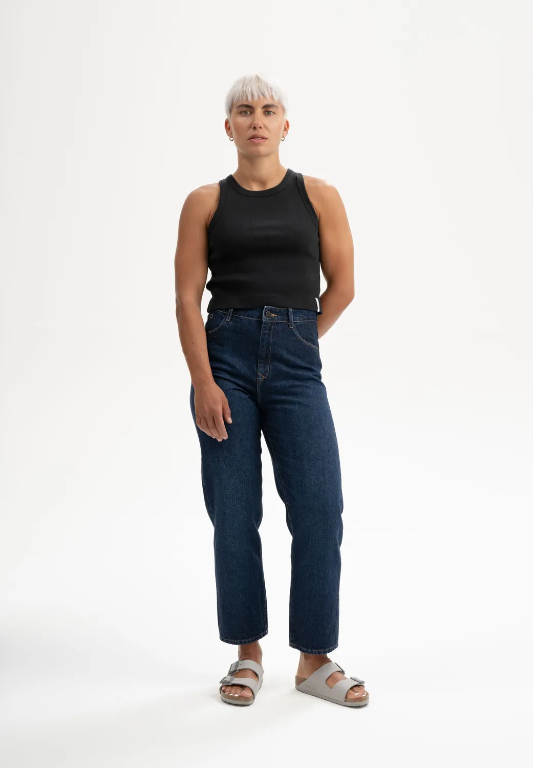 MELA PRISHA Cropped Tanktop berry melange Bio-Baumwolle