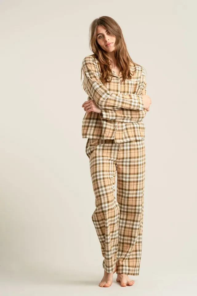 KOMODO JIM JAM Pyjama-Set Sand Bio-Baumwolle kariert