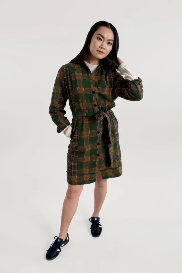 KOMODO Ruby Kleid Patchwork Grün Cord Damen