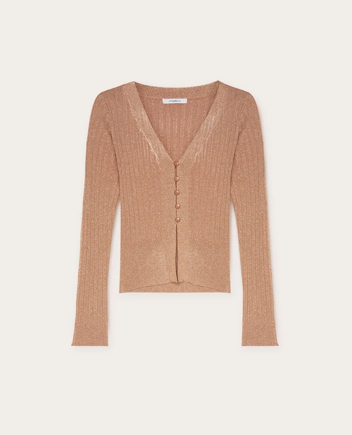 Motivi Lurex Cardigan kurz Ripp V-Ausschnitt