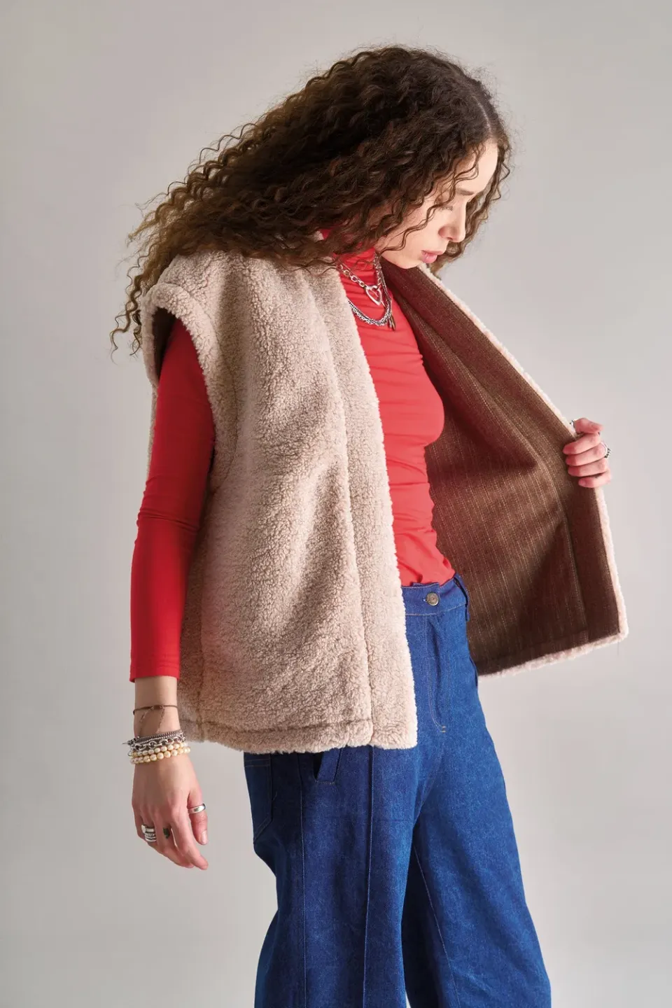 Komodo Georgie Weste Damen Sand Gr. 38 Recycling Fleece