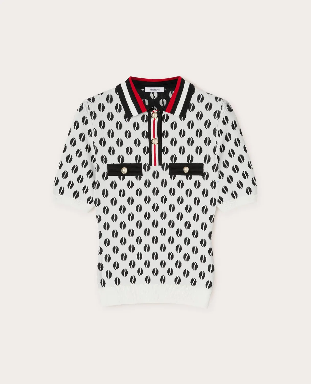 Motivi Polo-Shirt Jacquardstrick Slim-fit Viskose
