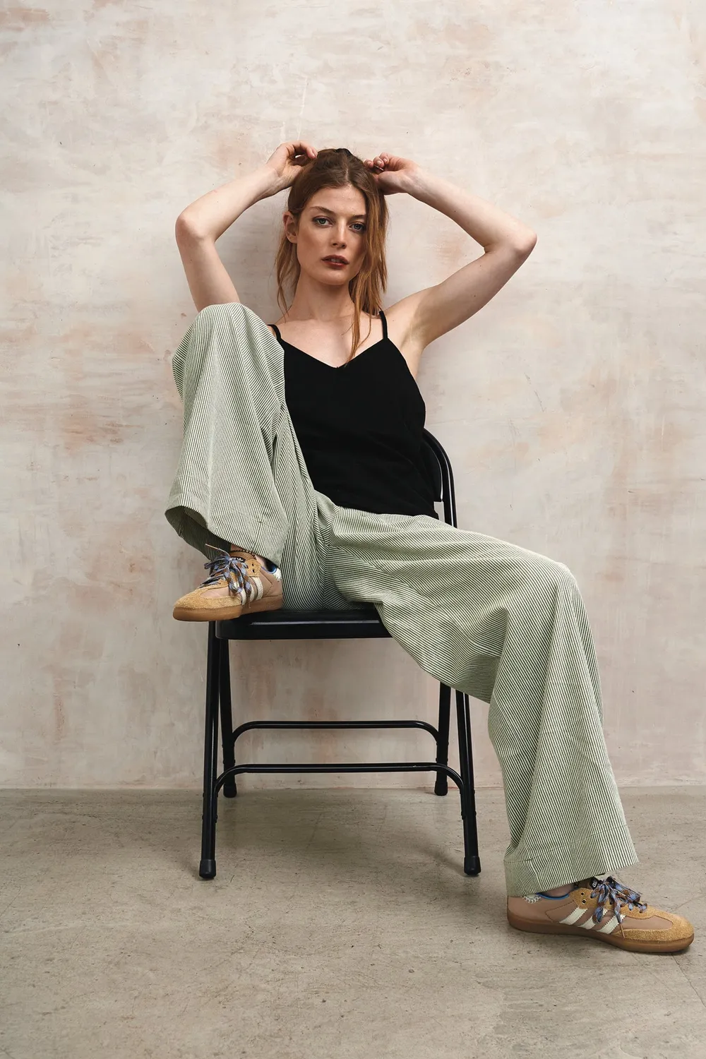 KOMODO LOLA Hose Green Stripe Bio-Baumwolle
