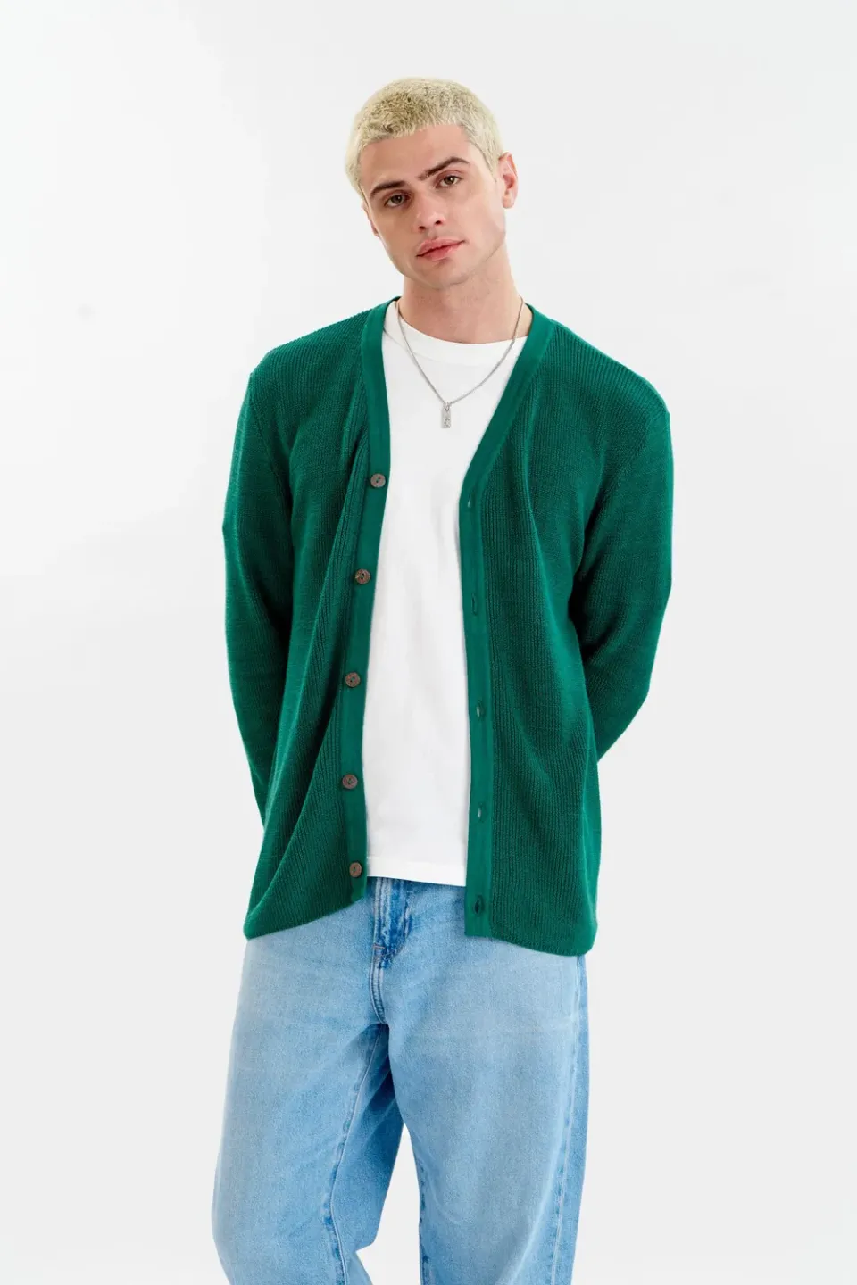 Komodo Lucas Cardigan Grün Herren Bio-Baumwolle