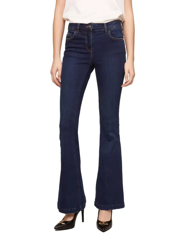 motivi Bianca Flare-Jeans dunkelblau Push-up-Naht