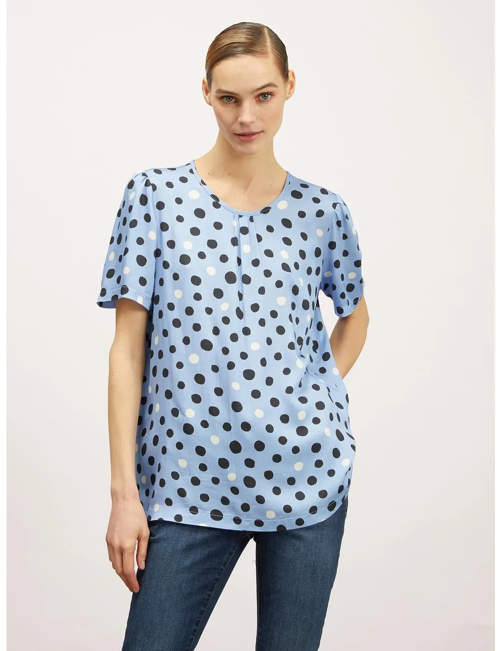 Motivi Bluse Satin Punktmuster Tropfenausschnitt