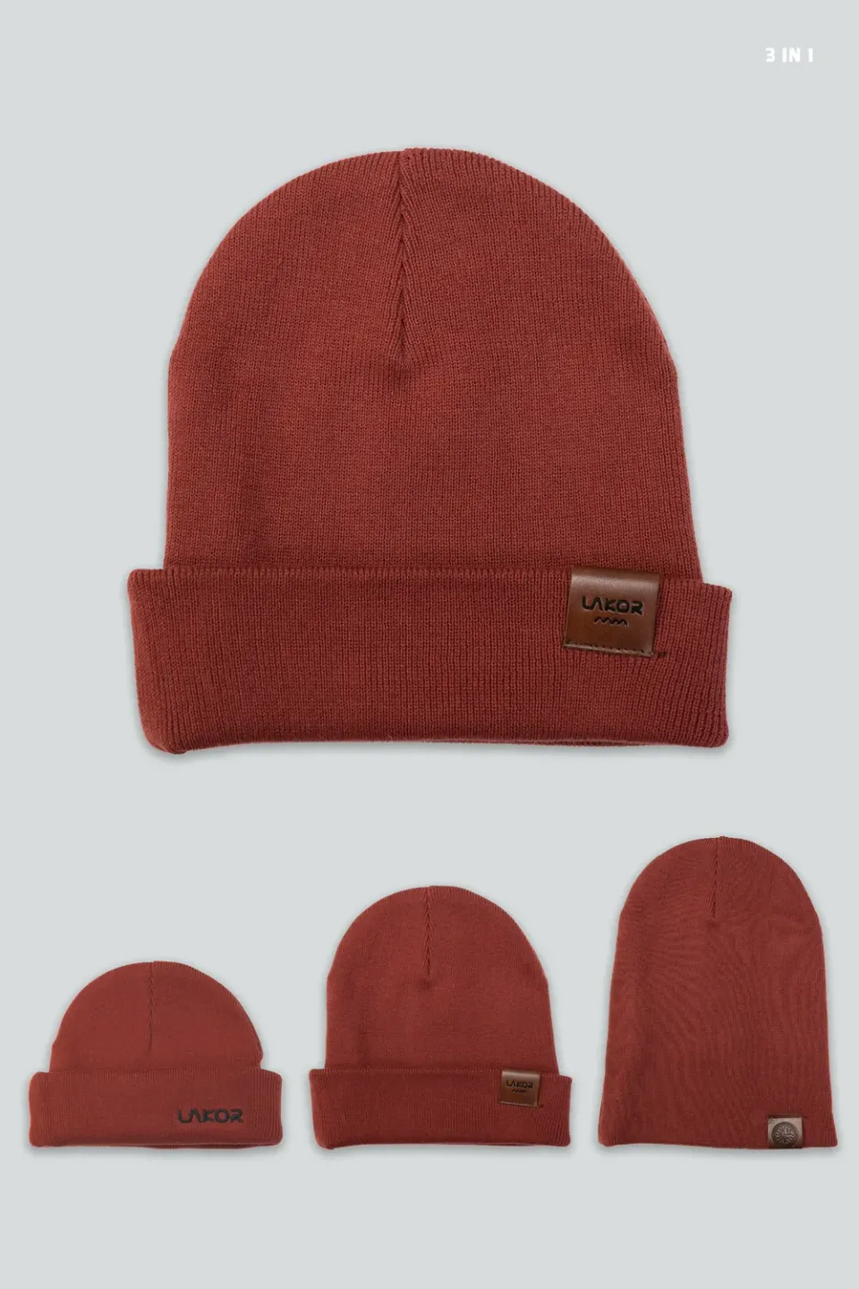 LAKOR Boom Beanie Mütze Rotbraun Bio-Baumwolle